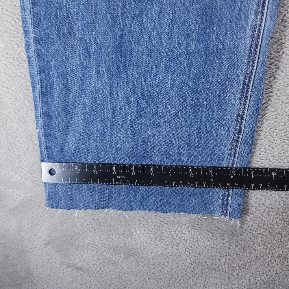 American Eagle Jeans 2 X Short Blue Super High Rise Baggy Wide Leg Distressed - Picture 9 of 10